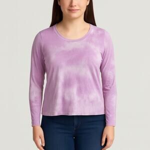 NWOT Sundry Women’s Purple White Tie-Dye Scoop Neck Long Sleeve Top Size 2